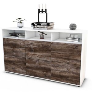 Sideboard Dilara | Korpus Weiß | Front in Treibholz Holz Optik | 136x79x35cm (BxHxT)