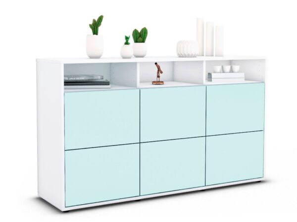 Sideboard Dilara | Korpus Weiß | Front in Mint | 136x79x35cm (BxHxT)
