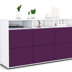 Sideboard Dilara | Korpus Weiß | Front in Lila | 136x79x35cm (BxHxT)