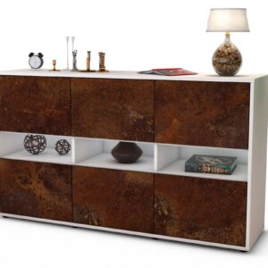 Sideboard Diletta | Korpus Weiß | Front in Rost Optik | 136x79x35cm (BxHxT)