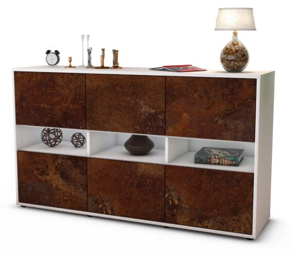 Sideboard Diletta | Korpus Weiß | Front in Rost Optik | 136x79x35cm (BxHxT)