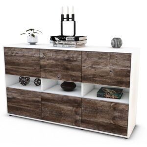 Sideboard Diletta | Korpus Weiß | Front in Treibholz Holz Optik | 136x79x35cm (BxHxT)