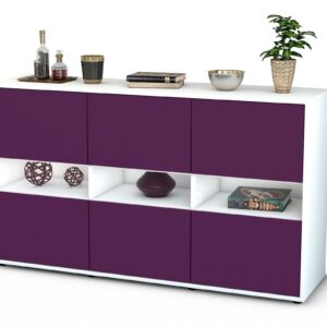 Sideboard Diletta | Korpus Weiß | Front in Lila | 136x79x35cm (BxHxT)