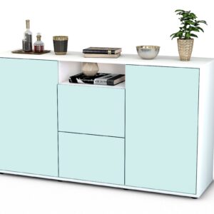 Sideboard Dimphi | Korpus Weiß | Front in Mint | 136x79x35cm (BxHxT)