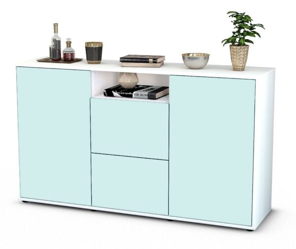 Sideboard Dimphi | Korpus Weiß | Front in Mint | 136x79x35cm (BxHxT)