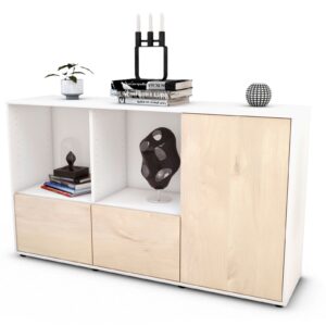 Sideboard Dolcia | Korpus Weiß | Front in Zeder Holz Optik | 136x79x35cm (BxHxT)