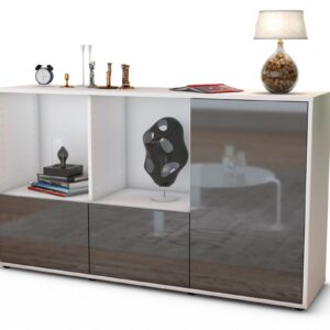 Sideboard Dolcia | Korpus Weiß | Front in Hochglanz Grau | 136x79x35cm (BxHxT)