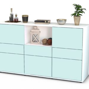Sideboard Dominika | Korpus Weiß | Front in Mint | 136x79x35cm (BxHxT)