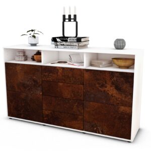 Sideboard Donabella | Korpus Weiß | Front in Rost Optik | 136x79x35cm (BxHxT)