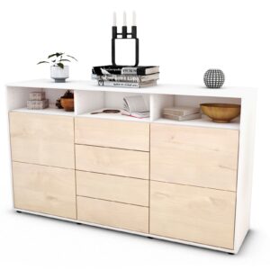 Sideboard Donabella | Korpus Weiß | Front in Zeder Holz Optik | 136x79x35cm (BxHxT)
