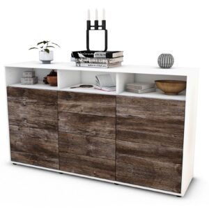 Sideboard Donabella | Korpus Weiß | Front in Treibholz Holz Optik | 136x79x35cm (BxHxT)