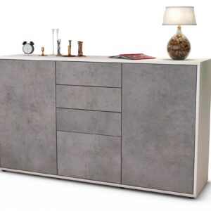 Sideboard Donatella | Korpus Weiß | Front in Beton Optik | 136x79x35cm (BxHxT)