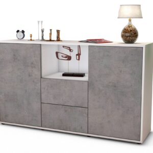 Sideboard Donika | Korpus Weiß | Front in Beton Optik | 136x79x35cm (BxHxT)