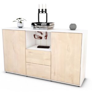 Sideboard Donika | Korpus Weiß | Front in Zeder Holz Optik | 136x79x35cm (BxHxT)