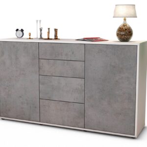 Sideboard Donna | Korpus Weiß | Front in Beton Optik | 136x79x35cm (BxHxT)