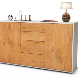 Sideboard Donna | Korpus Weiß | Front in Eiche Holz Optik | 136x79x35cm (BxHxT)