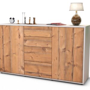 Sideboard Donna | Korpus Weiß | Front in Pinie Holz Optik | 136x79x35cm (BxHxT)