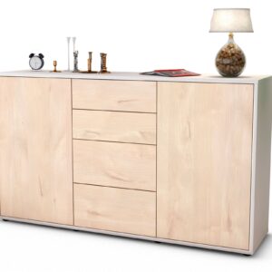Sideboard Donna | Korpus Weiß | Front in Zeder Holz Optik | 136x79x35cm (BxHxT)