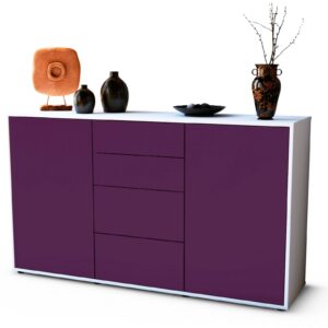 Sideboard Donna | Korpus Weiß | Front in Lila | 136x79x35cm (BxHxT)