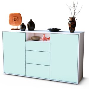 Sideboard Donnice | Korpus Weiß | Front in Mint | 136x79x35cm (BxHxT)