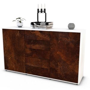 Sideboard Dorelly | Korpus Weiß | Front in Rost Optik | 136x79x35cm (BxHxT)