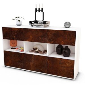 Sideboard Dorett | Korpus Weiß | Front in Rost Optik | 136x79x35cm (BxHxT)