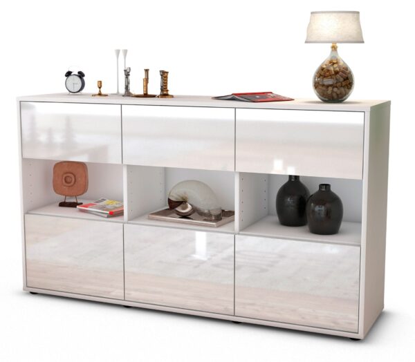 Sideboard Dorett, Weiß (136x79x35cm)