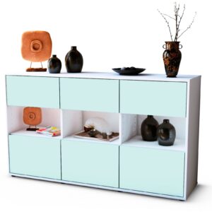 Sideboard Dorett | Korpus Weiß | Front in Mint | 136x79x35cm (BxHxT)