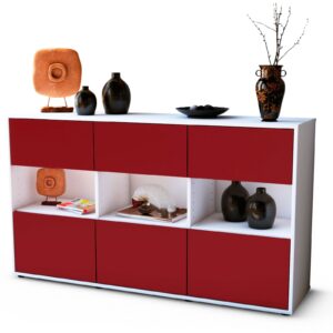 Sideboard Dorett | Korpus Weiß | Front in Bordeaux | 136x79x35cm (BxHxT)