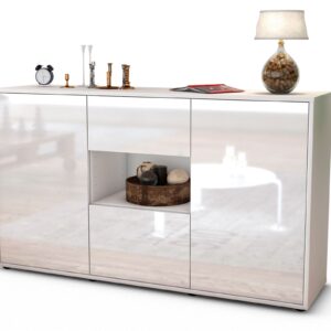 Sideboard Doriana | Korpus Weiß | Front in Hochglanz Weiß | 136x79x35cm (BxHxT)