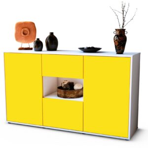 Sideboard Doriana | Korpus Weiß | Front in Gelb | 136x79x35cm (BxHxT)