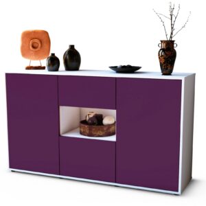 Sideboard Doriana | Korpus Weiß | Front in Lila | 136x79x35cm (BxHxT)
