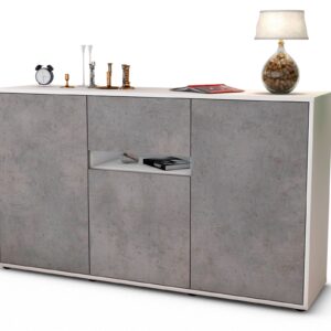 Sideboard Dorina | Korpus Weiß | Front in Beton Optik | 136x79x35cm (BxHxT)