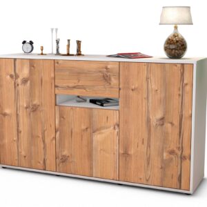 Sideboard Dorina | Korpus Weiß | Front in Pinie Holz Optik | 136x79x35cm (BxHxT)