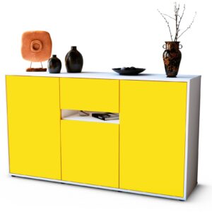 Sideboard Dorina | Korpus Weiß | Front in Gelb | 136x79x35cm (BxHxT)
