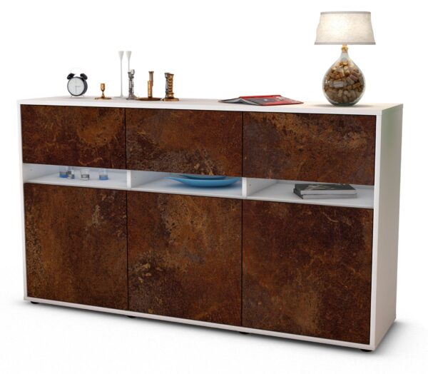 Sideboard Dorinde | Korpus Weiß | Front in Rost Optik | 136x79x35cm (BxHxT)