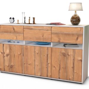 Sideboard Dorinde | Korpus Weiß | Front in Pinie Holz Optik | 136x79x35cm (BxHxT)