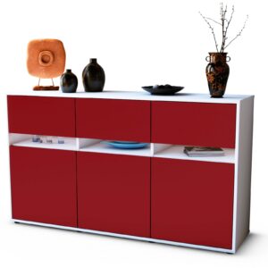 Sideboard Dorinde | Korpus Weiß | Front in Bordeaux | 136x79x35cm (BxHxT)