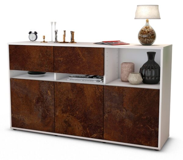 Sideboard Dorotea | Korpus Weiß | Front in Rost Optik | 136x79x35cm (BxHxT)