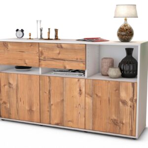 Sideboard Dorotea | Korpus Weiß | Front in Pinie Holz Optik | 136x79x35cm (BxHxT)