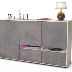 Sideboard Ebe | Korpus Weiß | Front in Beton Optik | 136x79x35cm (BxHxT)
