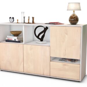 Sideboard Eda | Korpus Weiß | Front in Zeder Holz Optik | 136x79x35cm (BxHxT)