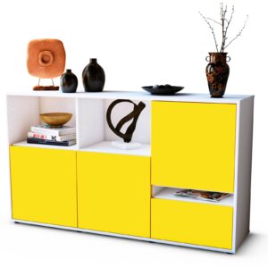 Sideboard Eda | Korpus Weiß | Front in Gelb | 136x79x35cm (BxHxT)