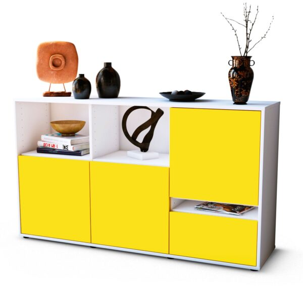 Sideboard Eda | Korpus Weiß | Front in Gelb | 136x79x35cm (BxHxT)