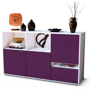 Sideboard Eda | Korpus Weiß | Front in Lila | 136x79x35cm (BxHxT)