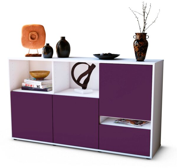 Sideboard Eda | Korpus Weiß | Front in Lila | 136x79x35cm (BxHxT)