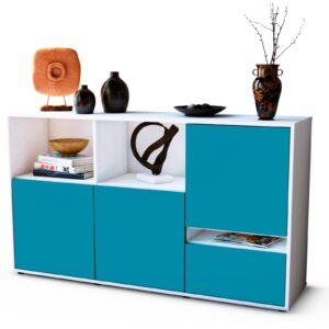 Sideboard Eda | Korpus Weiß | Front in Türkis | 136x79x35cm (BxHxT)