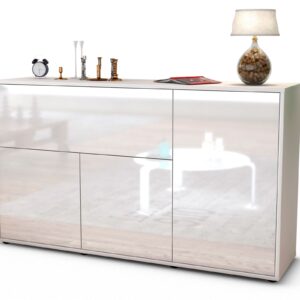Sideboard Edera | Korpus Weiß | Front in Hochglanz Weiß | 136x79x35cm (BxHxT)