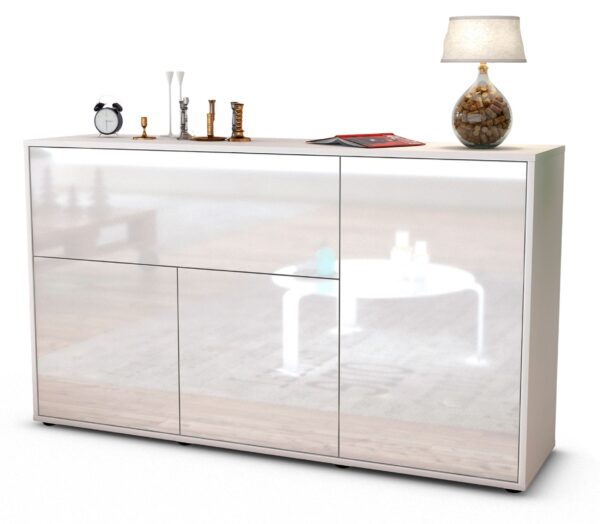 Sideboard Edera | Korpus Weiß | Front in Hochglanz Weiß | 136x79x35cm (BxHxT)