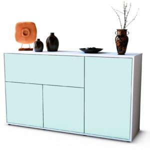Sideboard Edera | Korpus Weiß | Front in Mint | 136x79x35cm (BxHxT)